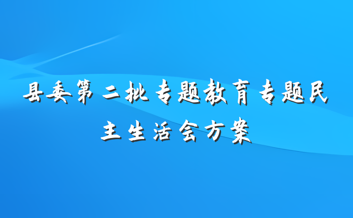 县委第二批专题教育专题民主生活会方案