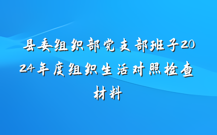 县委组织部党支部班子2024年度组织生活对照检查材料