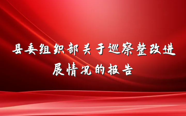 县委组织部关于巡察整改进展情况的报告