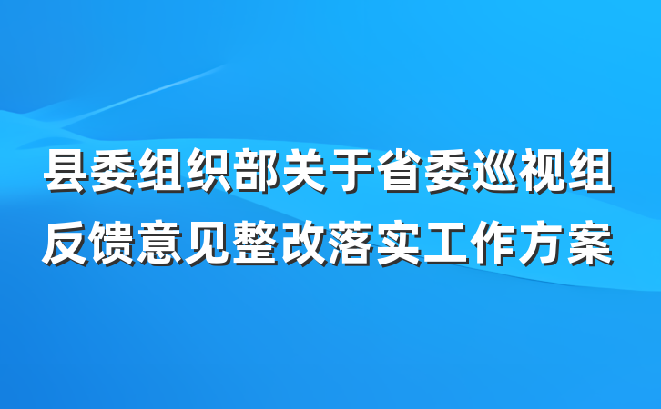 县委组织部关于省委巡视组反馈意见整改落实工作方案