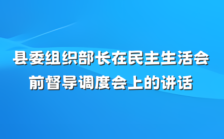 县委组织部长在民主生活会前督导调度会上的讲话