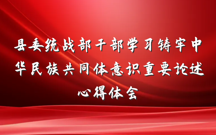 县委统战部干部学习铸牢中华民族共同体意识重要论述心得体会