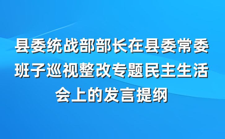 县委统战部部长在县委常委班子巡视整改专题民主生活会上的发言提纲