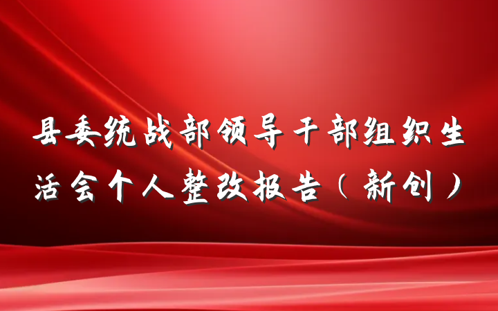 县委统战部领导干部组织生活会个人整改报告（新创）