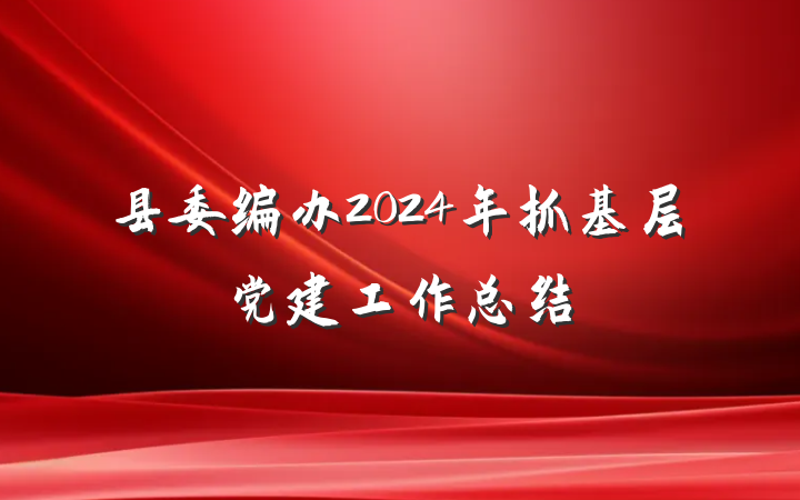 县委编办2024年抓基层党建工作总结