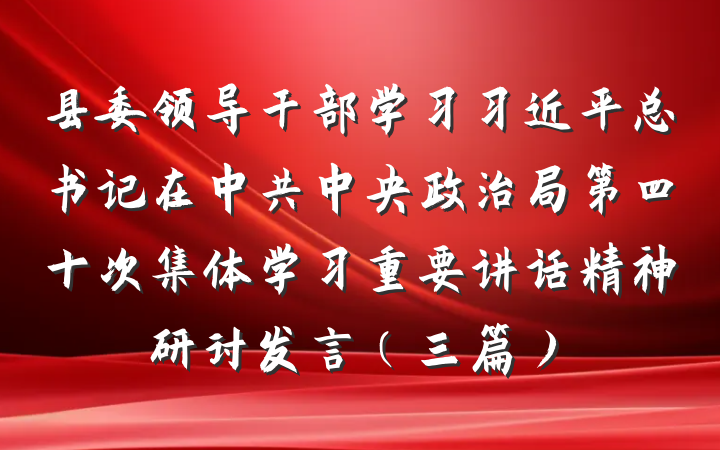 县委领导干部学习习近平总书记在中共中央政治局第四十次集体学习重要讲话精神研讨发言（三篇）