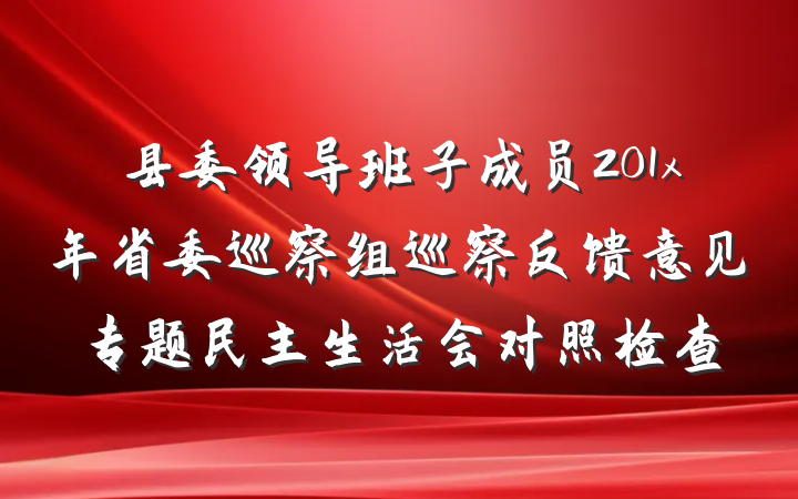 县委领导班子成员201x年省委巡察组巡察反馈意见专题民主生活会对照检查
