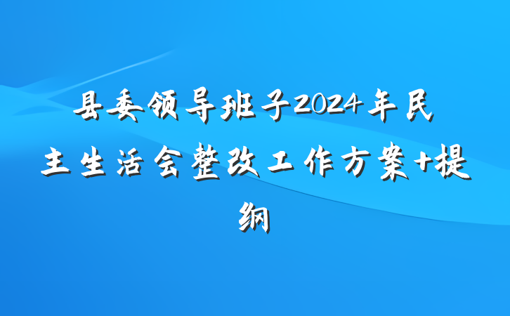 县委领导班子2024年民主生活会整改工作方案 提纲