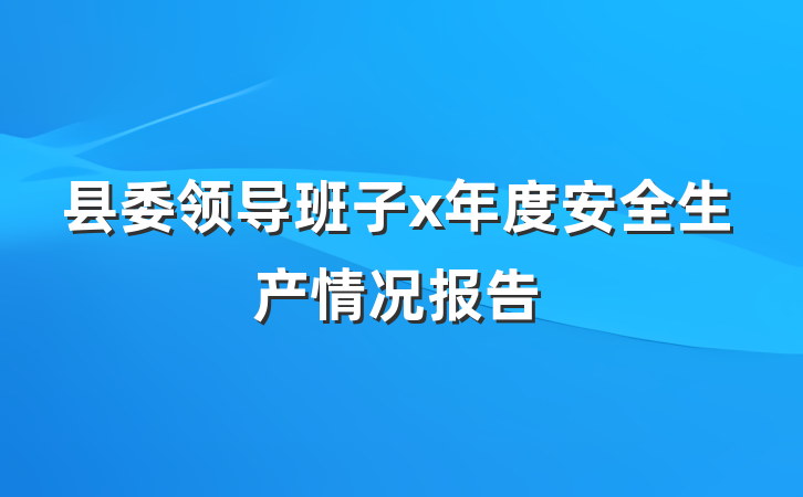 县委领导班子x年度安全生产情况报告