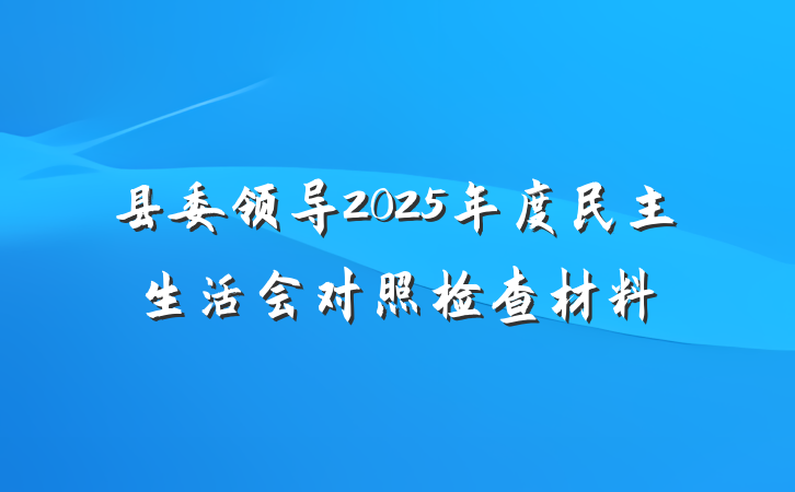 县委领导2025年度民主生活会对照检查材料