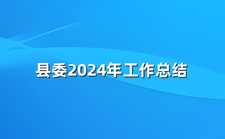 县委2024年工作总结