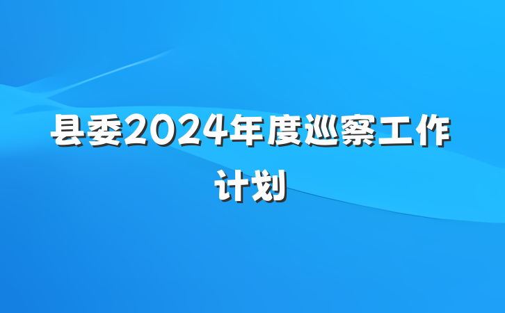 县委2024年度巡察工作计划