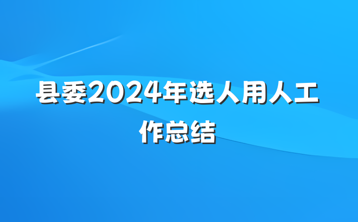 县委2024年选人用人工作总结