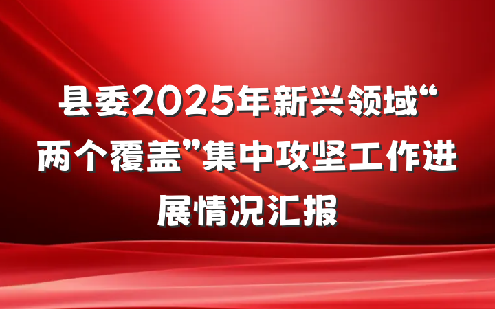 县委2025年新兴领域“两个覆盖”集中攻坚工作进展情况汇报