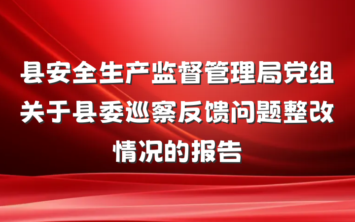 县安全生产监督管理局党组关于县委巡察反馈问题整改情况的报告