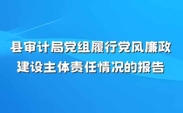 县审计局党组履行党风廉政建设主体责任情况的报告