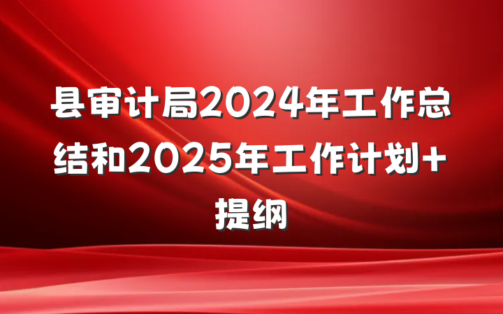 县审计局2024年工作总结和2025年工作计划 提纲