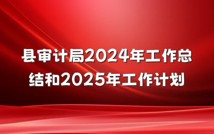 县审计局2024年工作总结和2025年工作计划