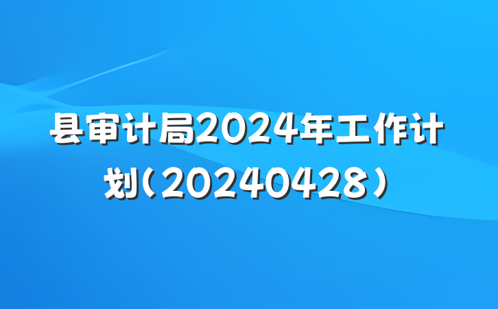 县审计局2024年工作计划(20240428)