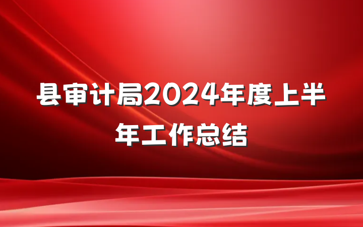县审计局2024年度上半年工作总结