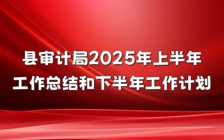 县审计局2025年上半年工作总结和下半年工作计划