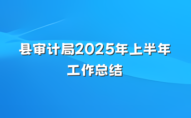 县审计局2025年上半年工作总结