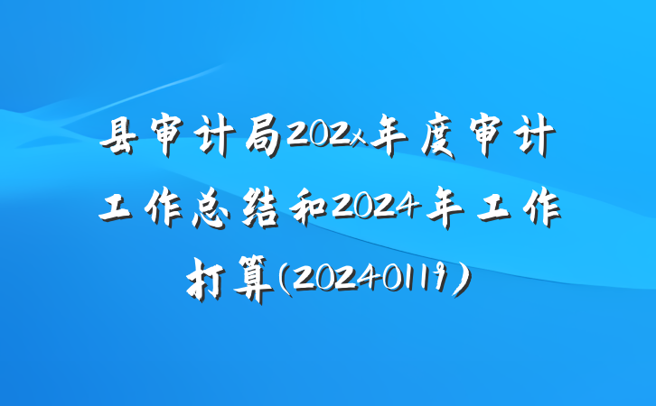 县审计局202x年度审计工作总结和2024年工作打算(20240119)