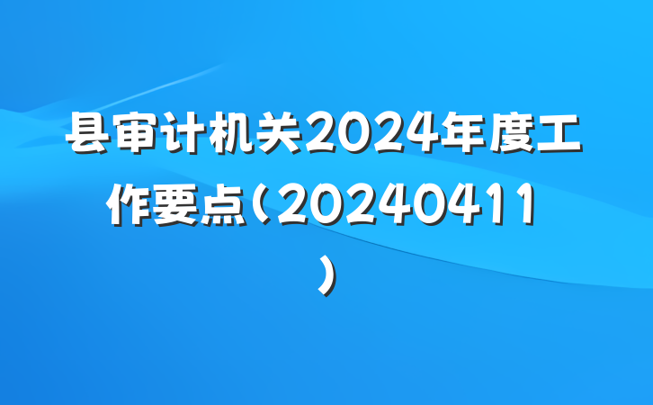县审计机关2024年度工作要点(20240411)