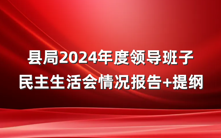 县局2024年度领导班子民主生活会情况报告 提纲
