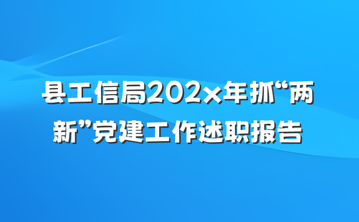 县工信局202x年抓“两新”党建工作述职报告