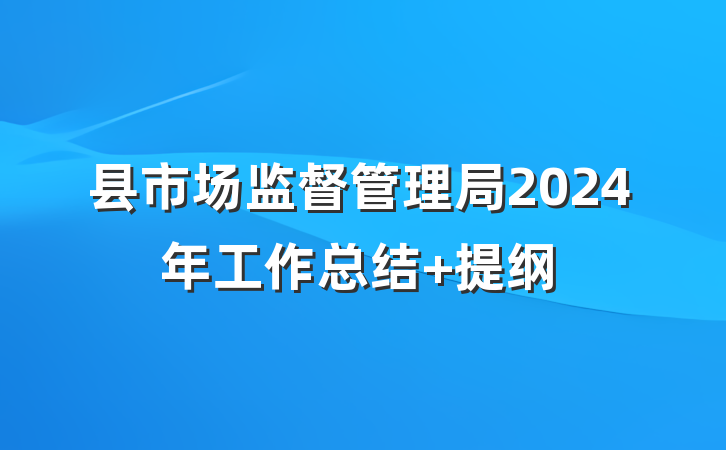 县市场监督管理局2024年工作总结 提纲
