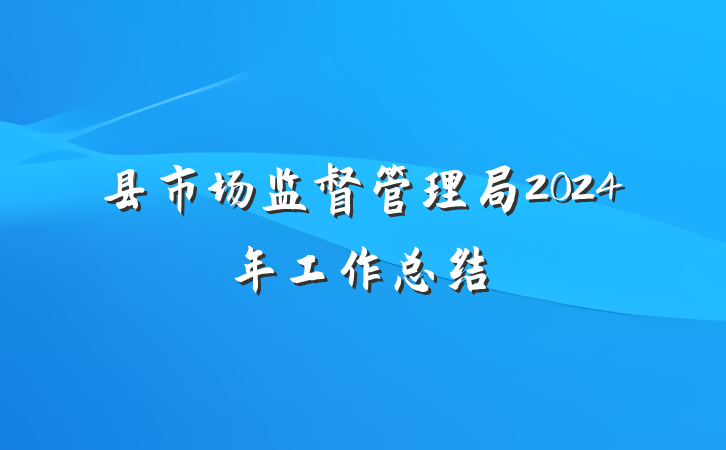 县市场监督管理局2024年工作总结