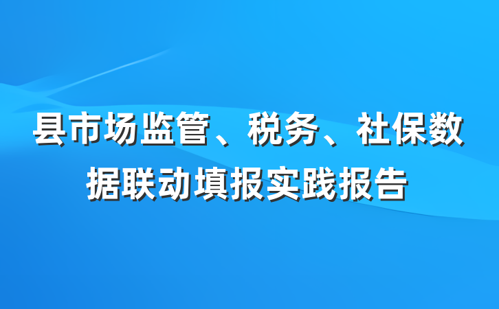 县市场监管、税务、社保数据联动填报实践报告