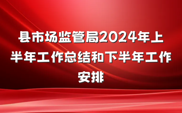县市场监管局2024年上半年工作总结和下半年工作安排