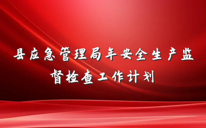 县应急管理局年安全生产监督检查工作计划