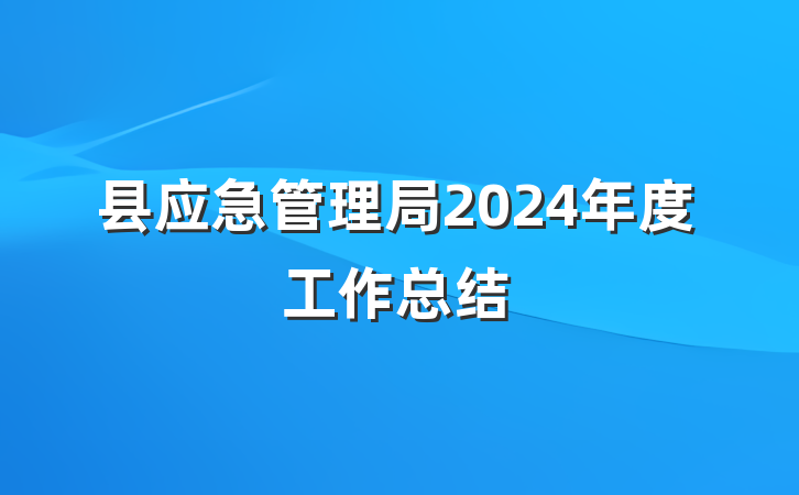 县应急管理局2024年度工作总结