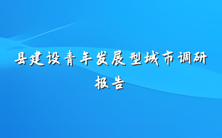县建设青年发展型城市调研报告