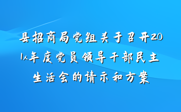 县招商局党组关于召开201x年度党员领导干部民主生活会的请示和方案