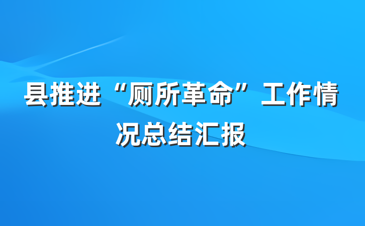 县推进“厕所革命”工作情况总结汇报