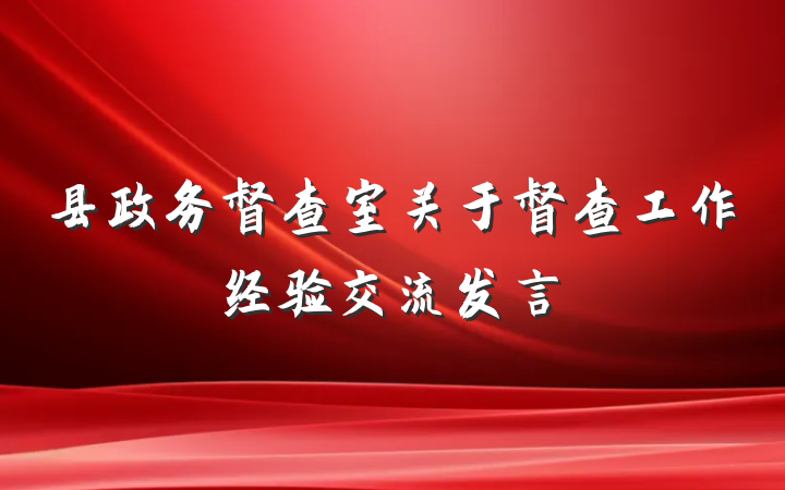 县政务督查室关于督查工作经验交流发言