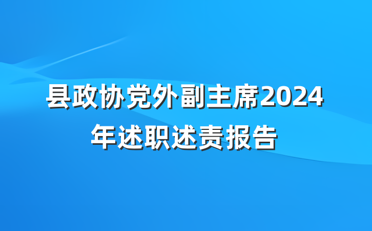 县政协党外副主席2024年述职述责报告