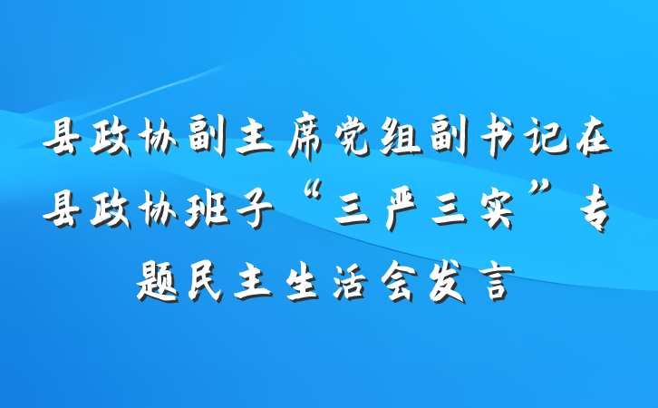 县政协副主席党组副书记在县政协班子“三严三实”专题民主生活会发言