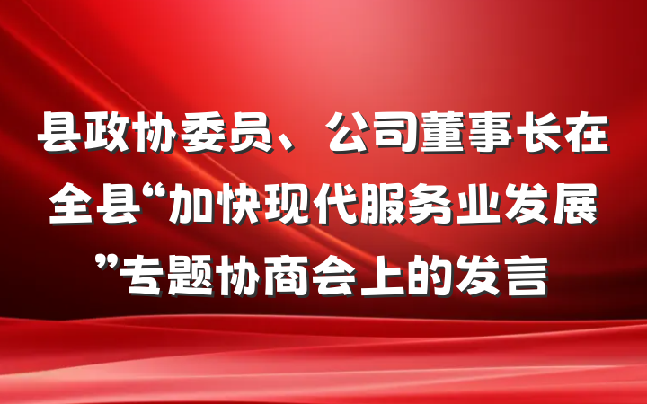 县政协委员、公司董事长在全县“加快现代服务业发展”专题协商会上的发言