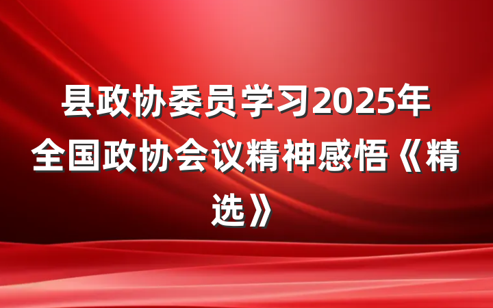 县政协委员学习2025年全国政协会议精神感悟《精选》
