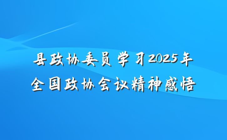 县政协委员学习2025年全国政协会议精神感悟