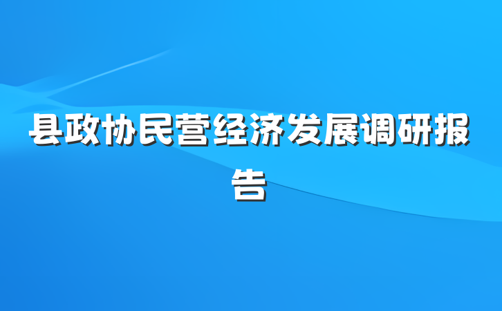 县政协民营经济发展调研报告