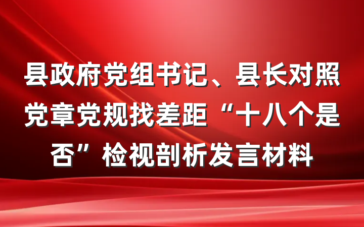 县政府党组书记、县长对照党章党规找差距“十八个是否”检视剖析发言材料