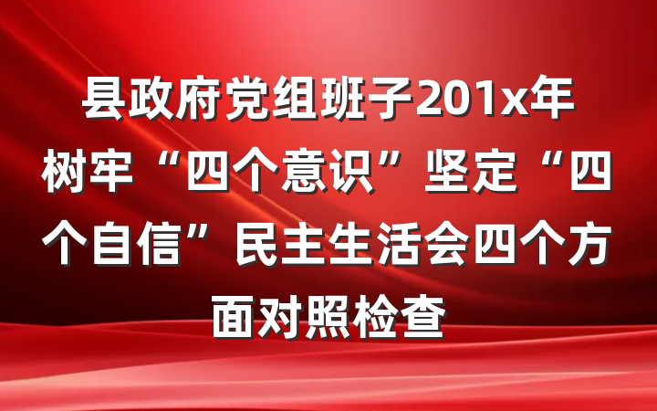 县政府党组班子201x年树牢“四个意识”坚定“四个自信”民主生活会四个方面对照检查