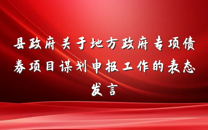 县政府关于地方政府专项债券项目谋划申报工作的表态发言