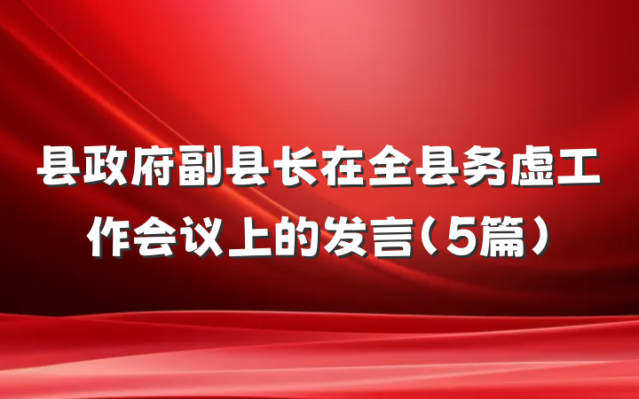 县政府副县长在全县务虚工作会议上的发言（5篇）